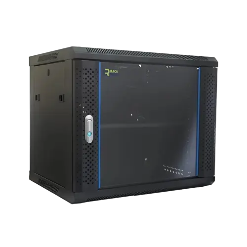 Rack Teck 9U 600*600 Wall mount cabinet with glass door, 1 fan, 1 shelf and 1 PDU 6 outlet