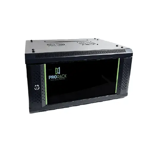 ProRack 6U 600*450 Wall mount cabinet with glass door, 1 fan, 1 shelf and 1 PDU 6 outlet (PR-W6406)