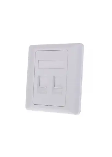 Prolink 2 Port UK type Faceplate W/Shutter & Station 2 ID 86*86 (PL-FP2-UK)